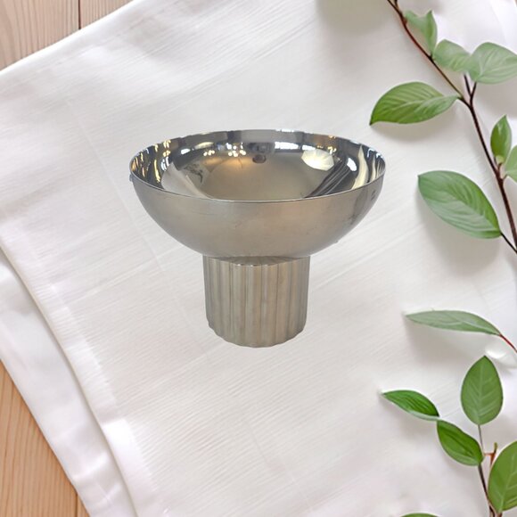 Godinger Polished Stainless Steel Footed Bowl - Small 6" Elegant Serveware - Picture 2 of 6